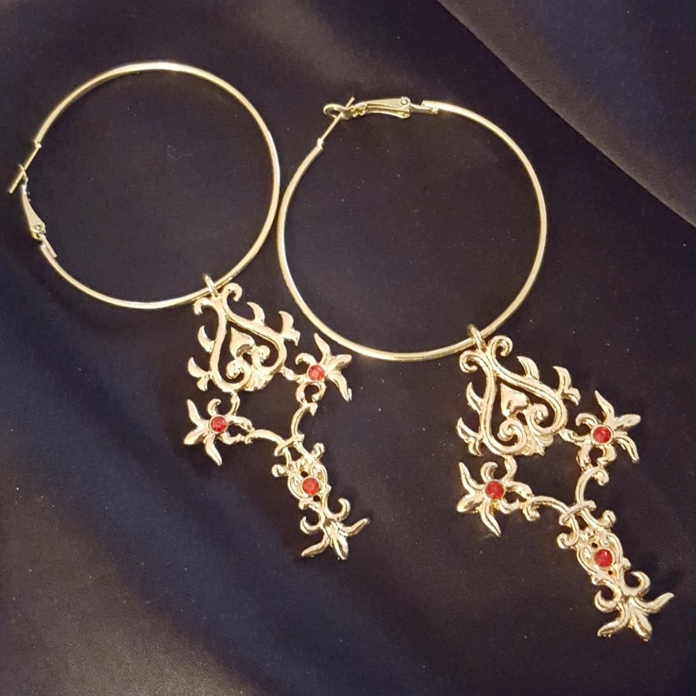 HUGE Fashion Hoop Dangle Earrings Rhinesto…